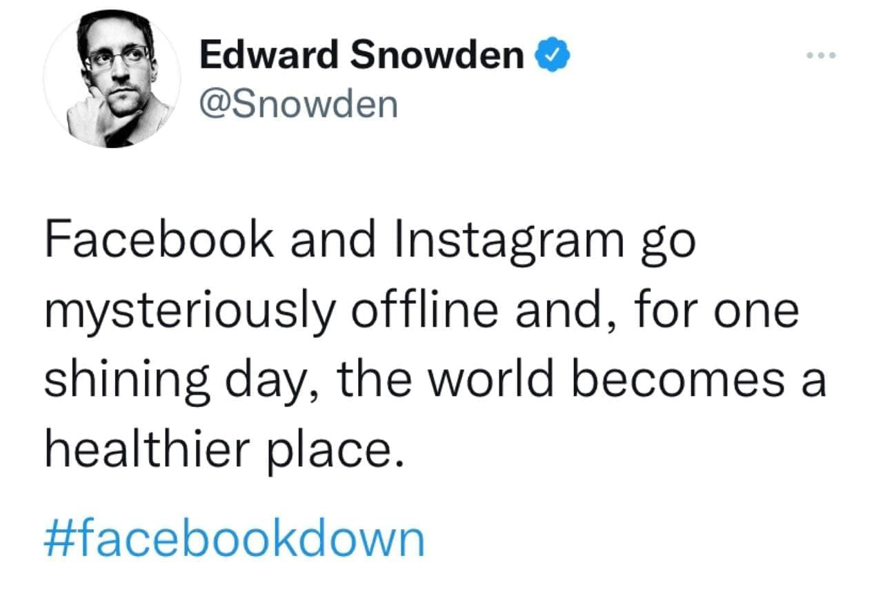 واکنش ادوارد اسنودن از قطع اینستاگرام و فیس‌ بوک