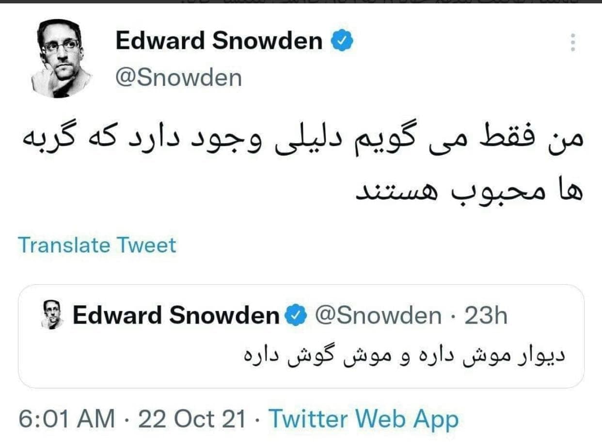 توییت مبهم «ادوارد اسنودن» به زبان فارسی